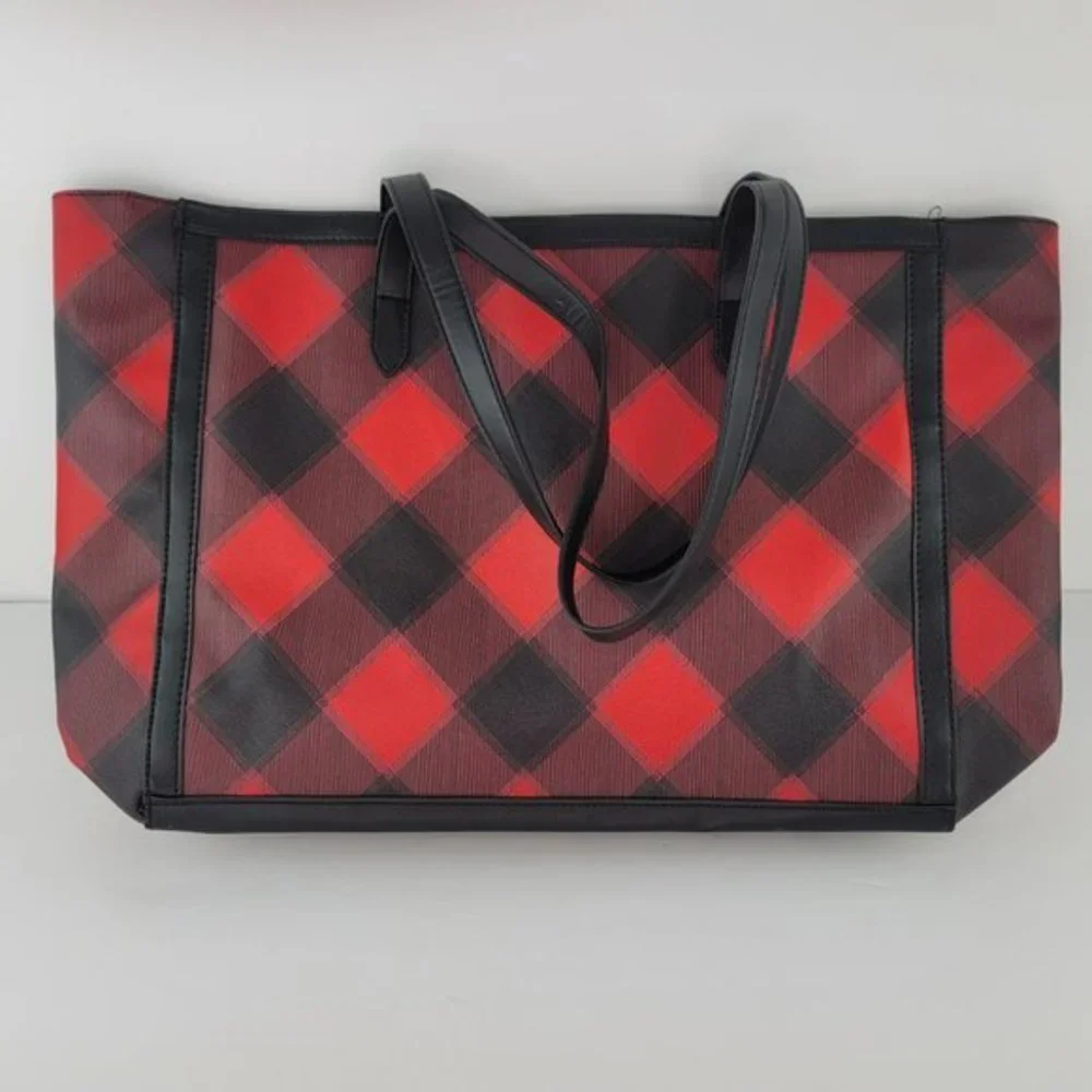 Victorias Secret Black Friday 2021 Weekender Tote‎ Bag Black Red Plaid New